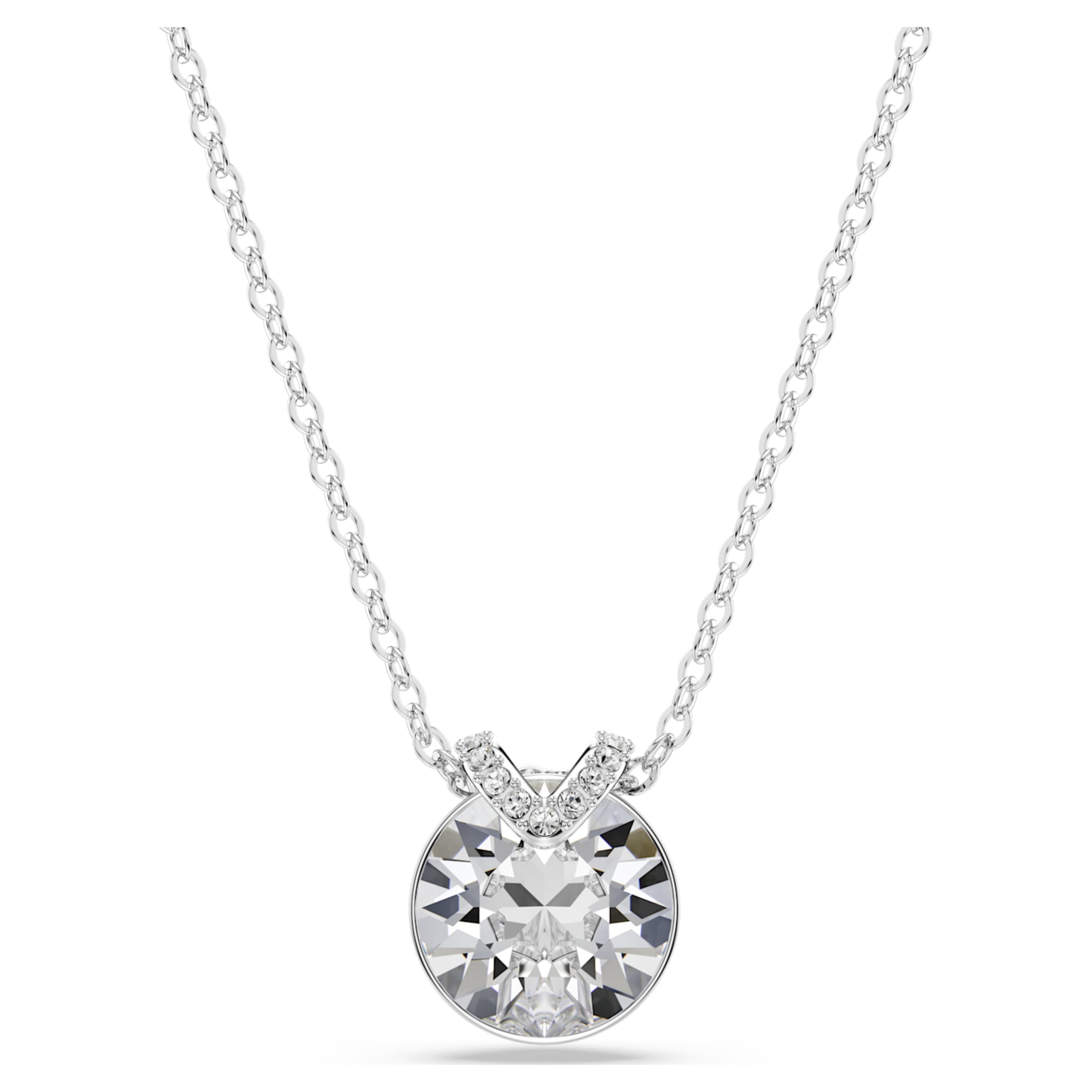 Swarovski Bella V pendant Round cut, Pink, Rhodium plated
