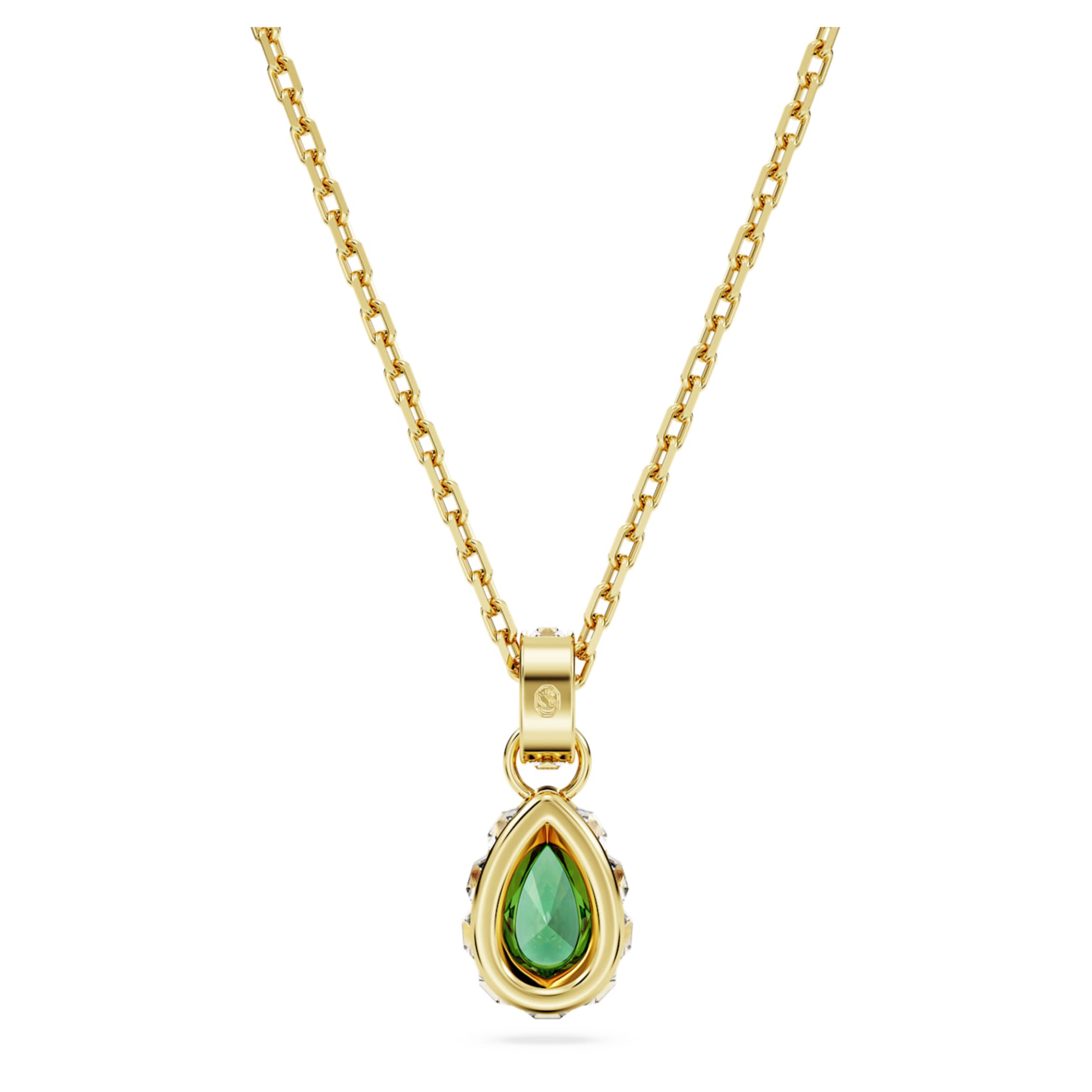 Swarovski Chroma pendant Pear cut, Blue, 18K gold finish