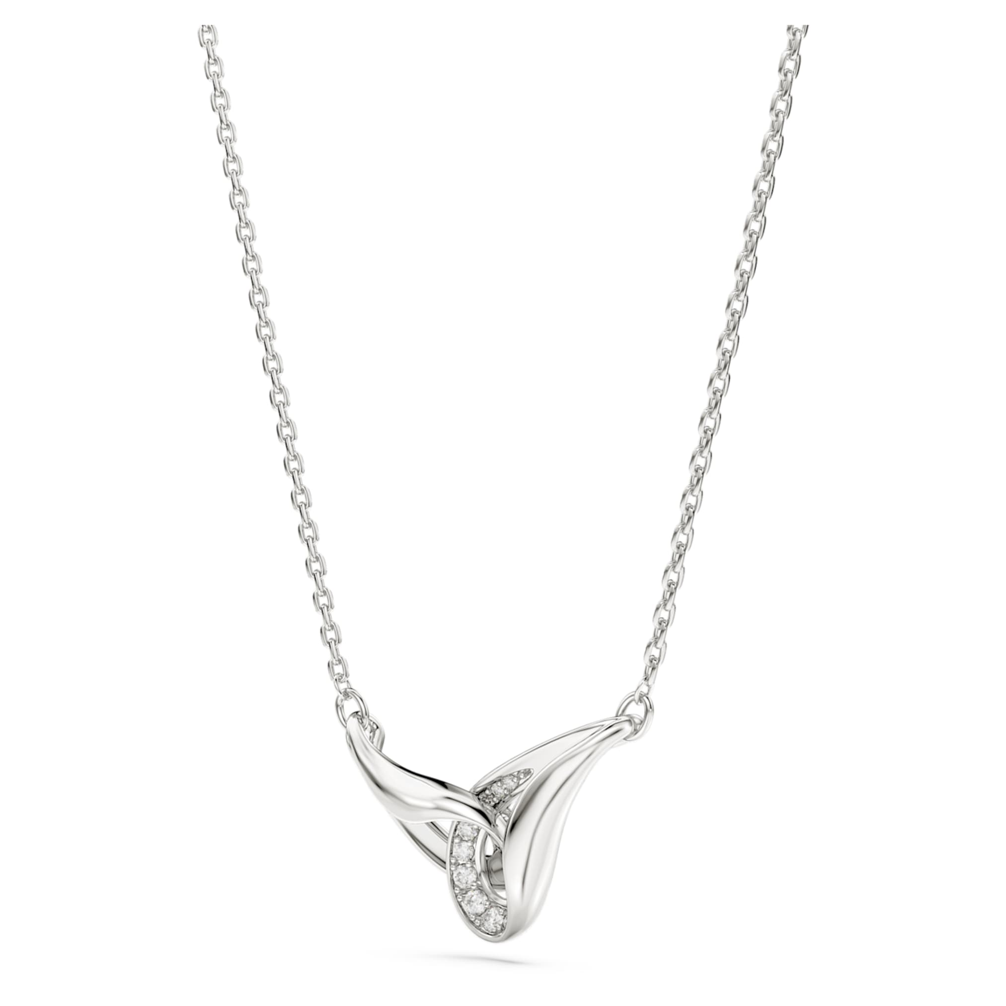 Swarovski Classica pendant Round cut, Interlocking, White, Sterling silver, 18K gold finish