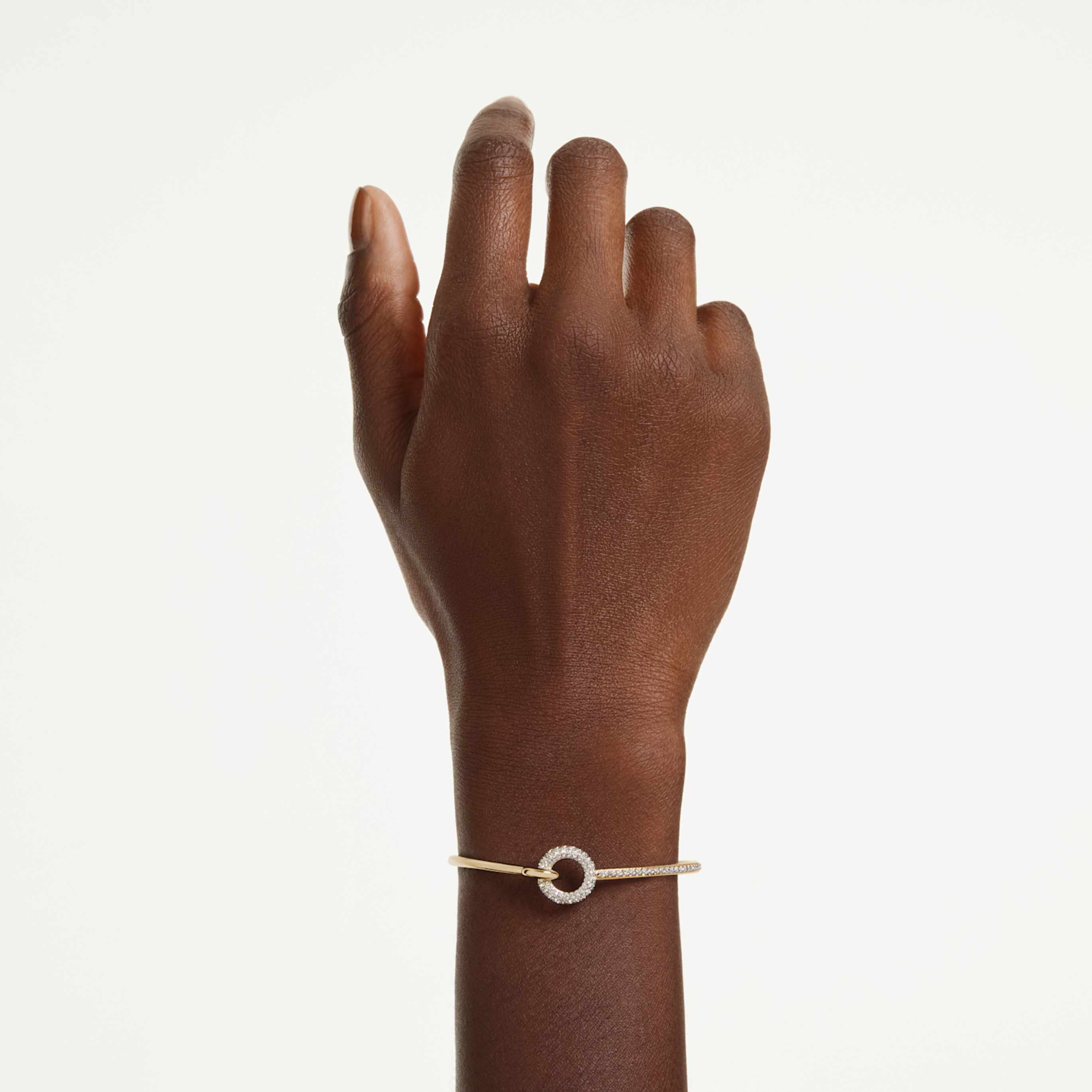 Swarovski Dextera bangle Round cut, White, Rhodium plated