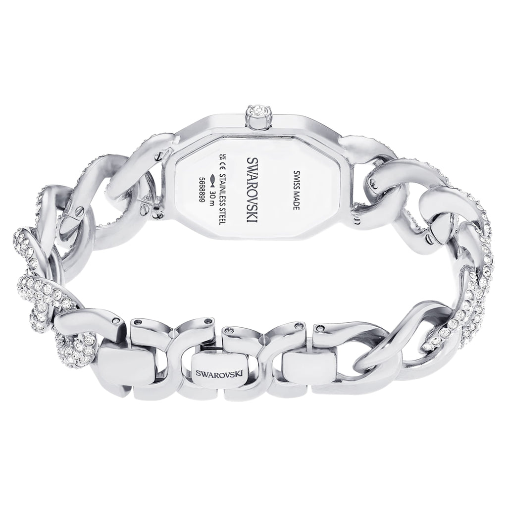 Swarovski Dextera chain watch Swiss Made, Crystal bracelet, White, Champagne gold-tone finish