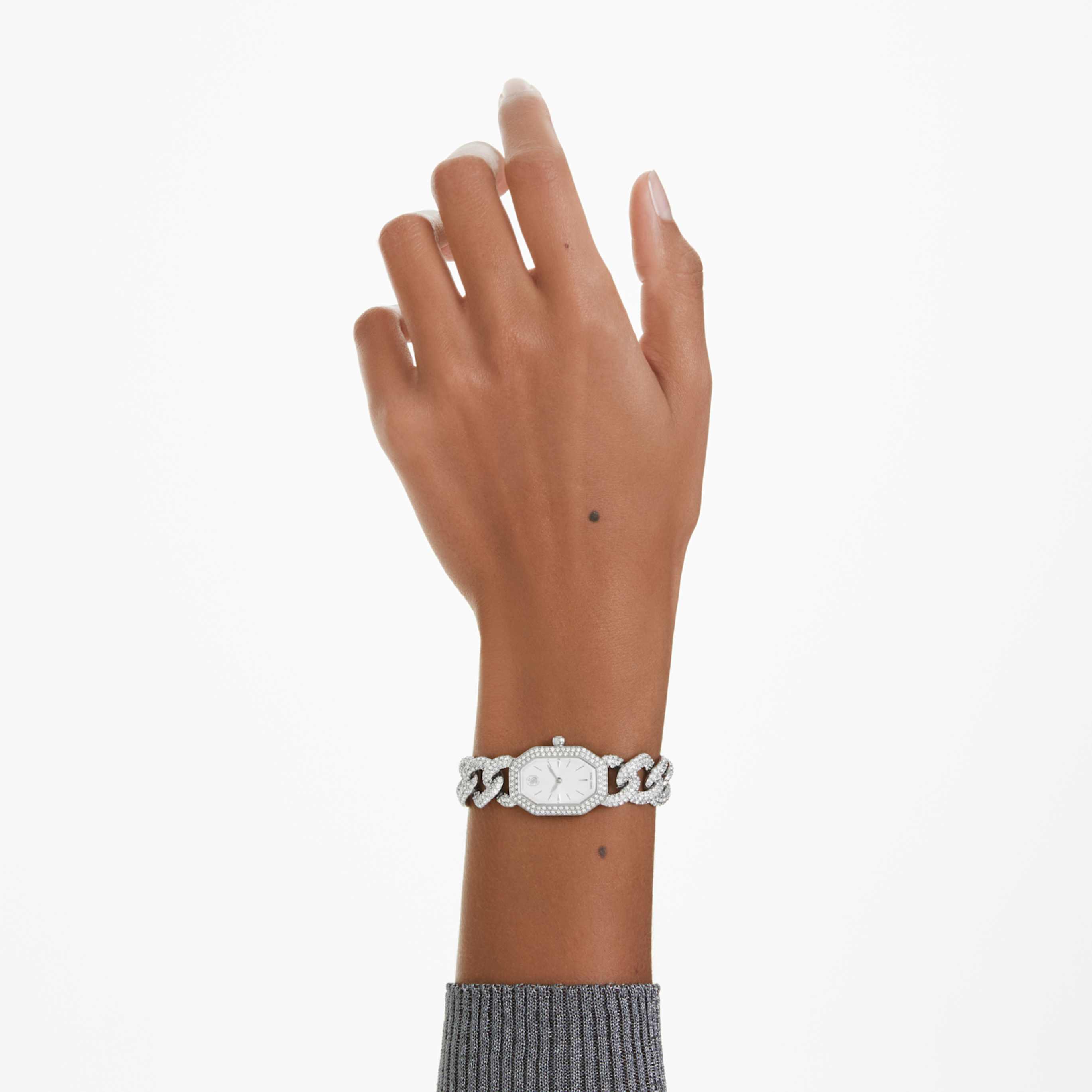 Swarovski Dextera chain watch Swiss Made, Crystal bracelet, Silver tone, Stainless Steel