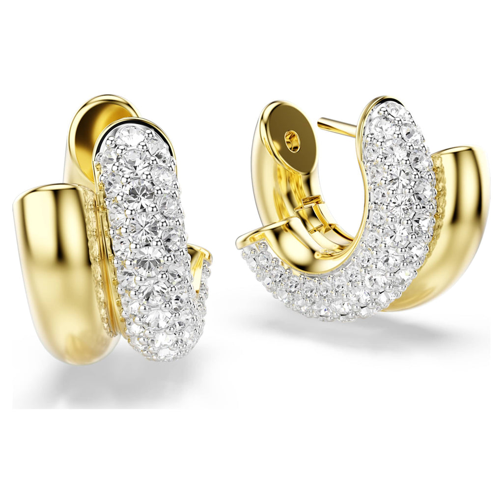 Swarovski Dextera hoop earrings Round cut, Mini, White, Rhodium plated