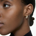 Swarovski Dextera hoop earrings Small, White, Rhodium plated