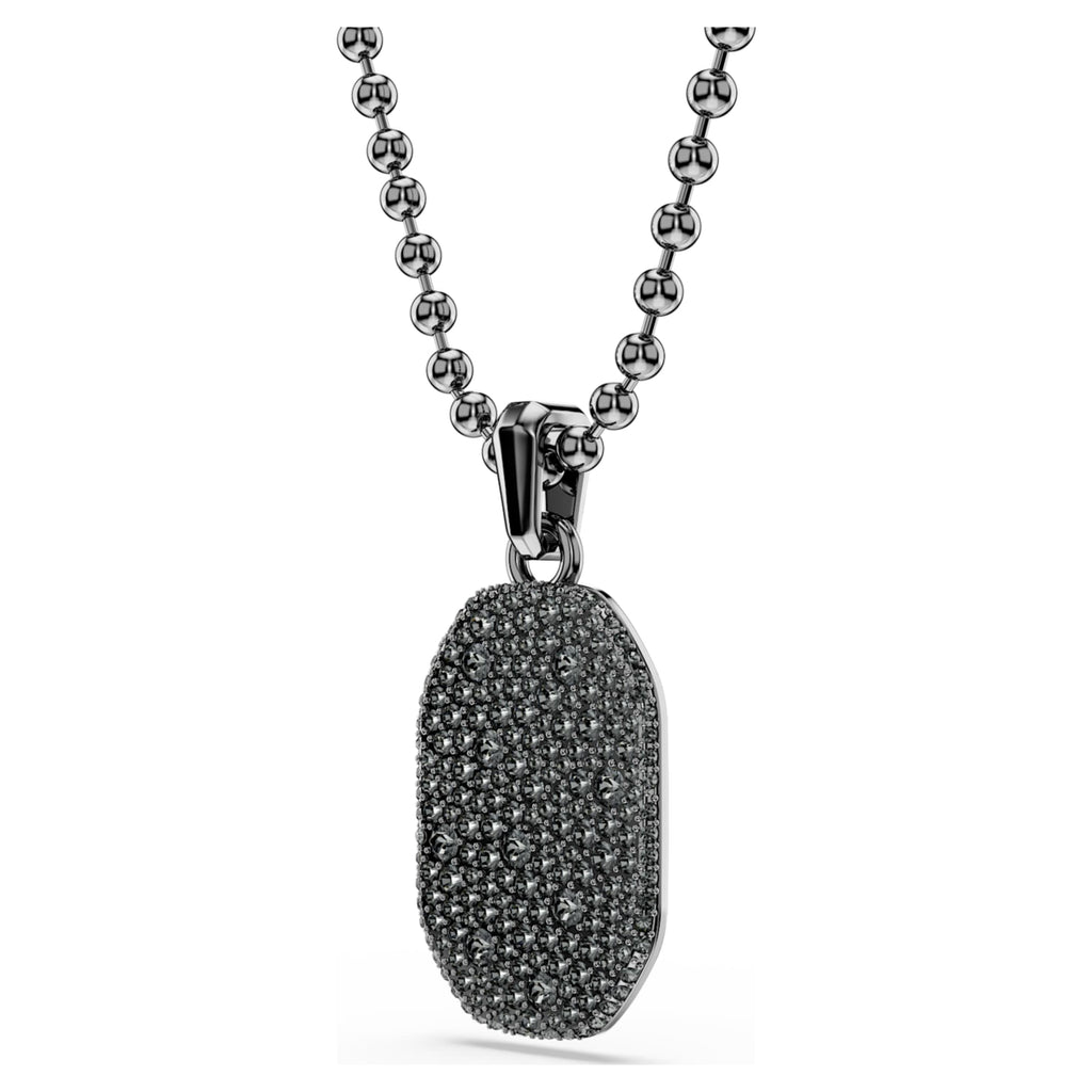 Swarovski Dextera pendant Octagon shape, Round cut, Black, Ruthenium plated