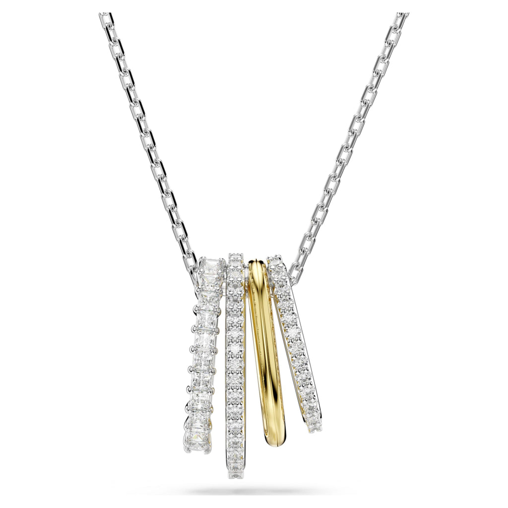 Swarovski Hyperbola pendant Mixed cuts, White, Mixed metal finish