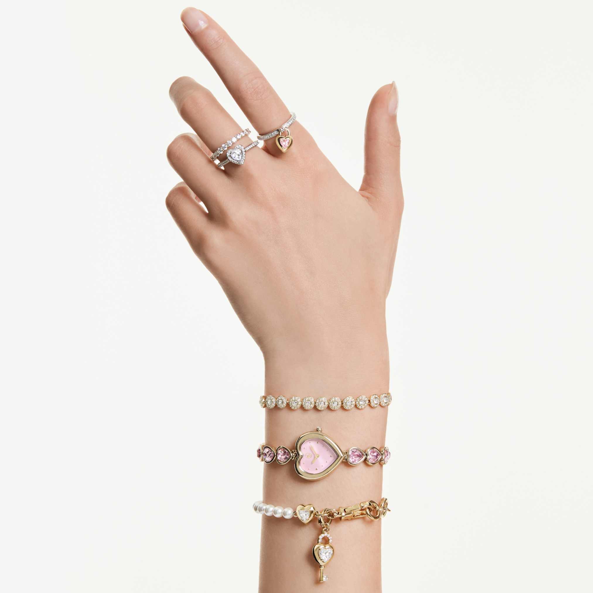Swarovski Idyllia bracelet Crystal pearl, White, 18K gold finish