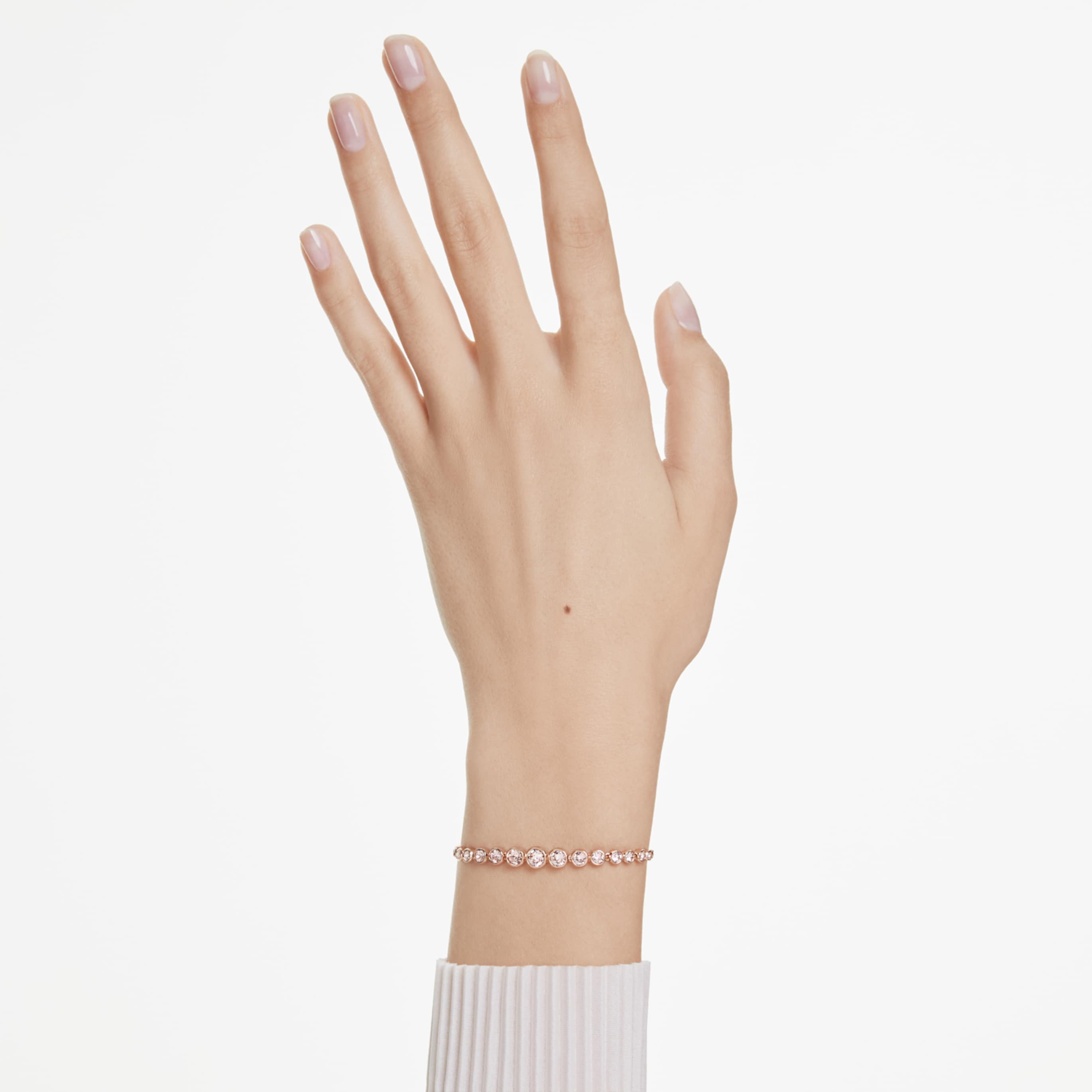 Swarovski Imber bracelet Mixed round cuts, White, Rhodium plated