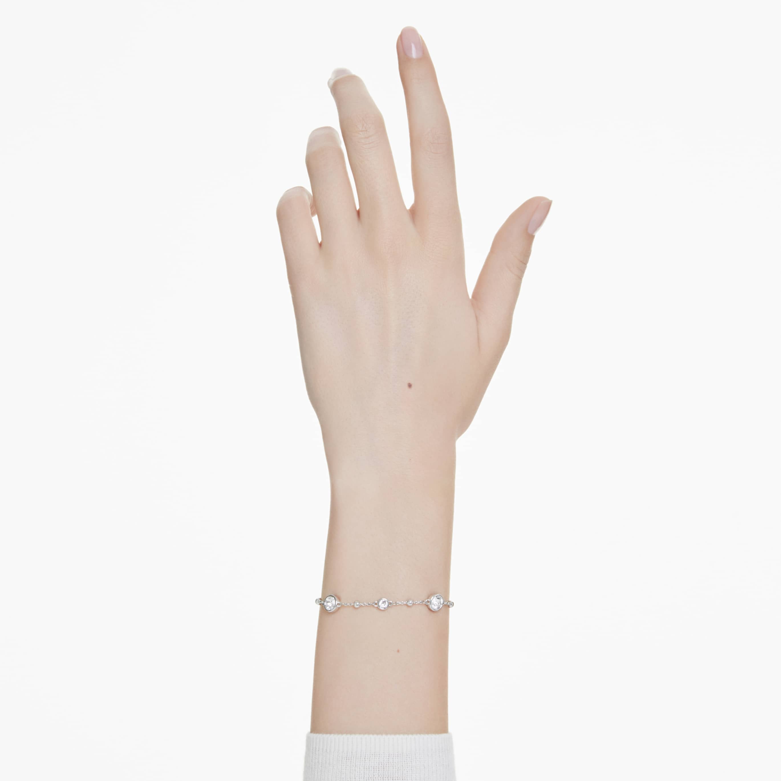 Swarovski Imber bracelet Round cut, White, Rhodium plated