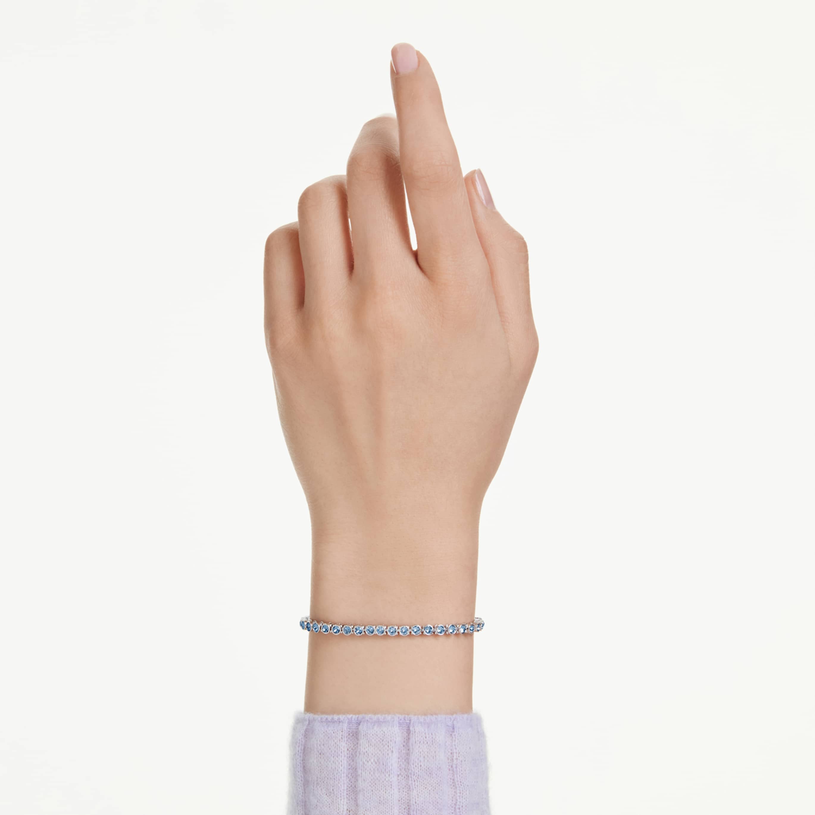 Swarovski Imber Emily Tennis bracelet Round cut, Black, Rhodium plated