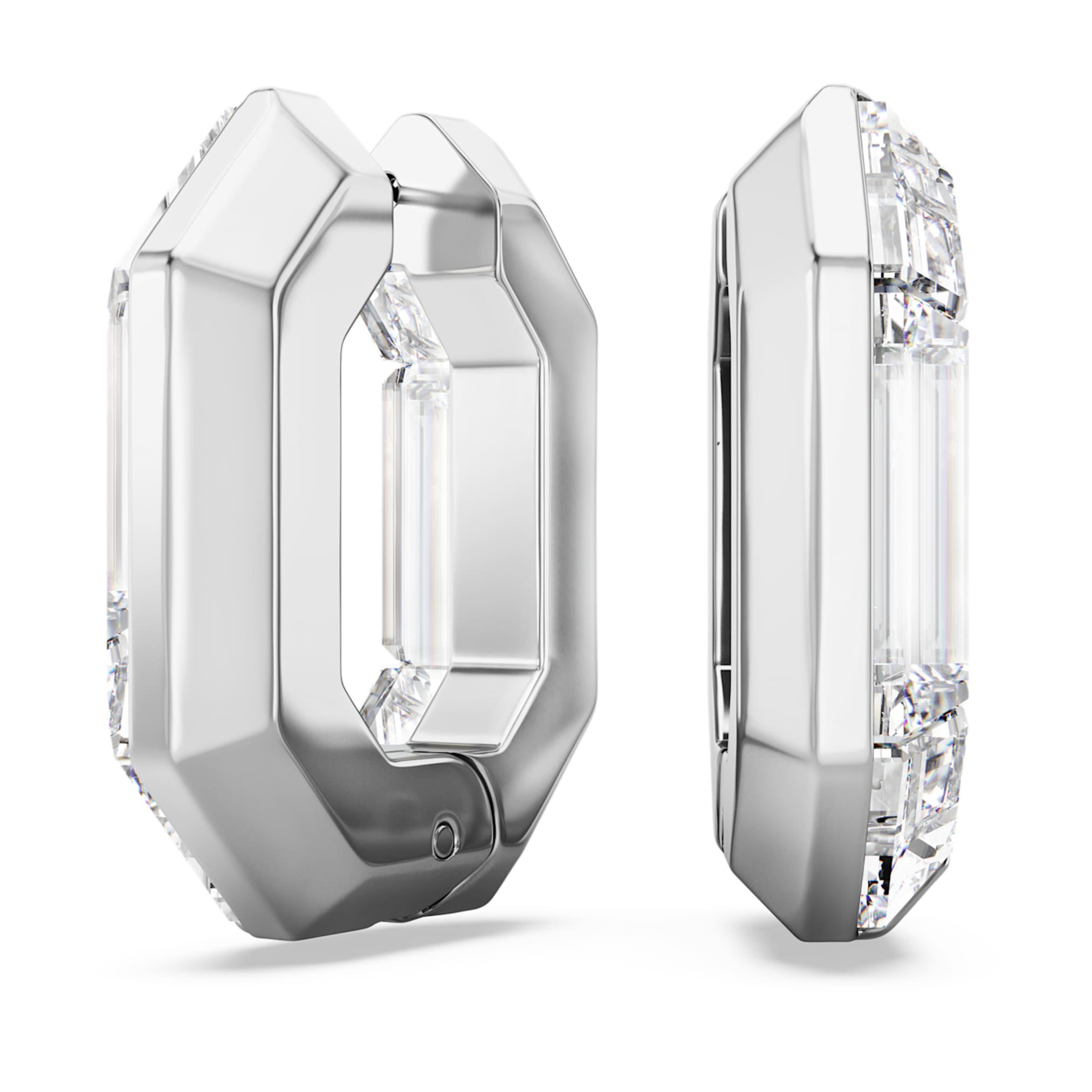 Swarovski Lucent hoop earrings Octagon shape, Small, Green