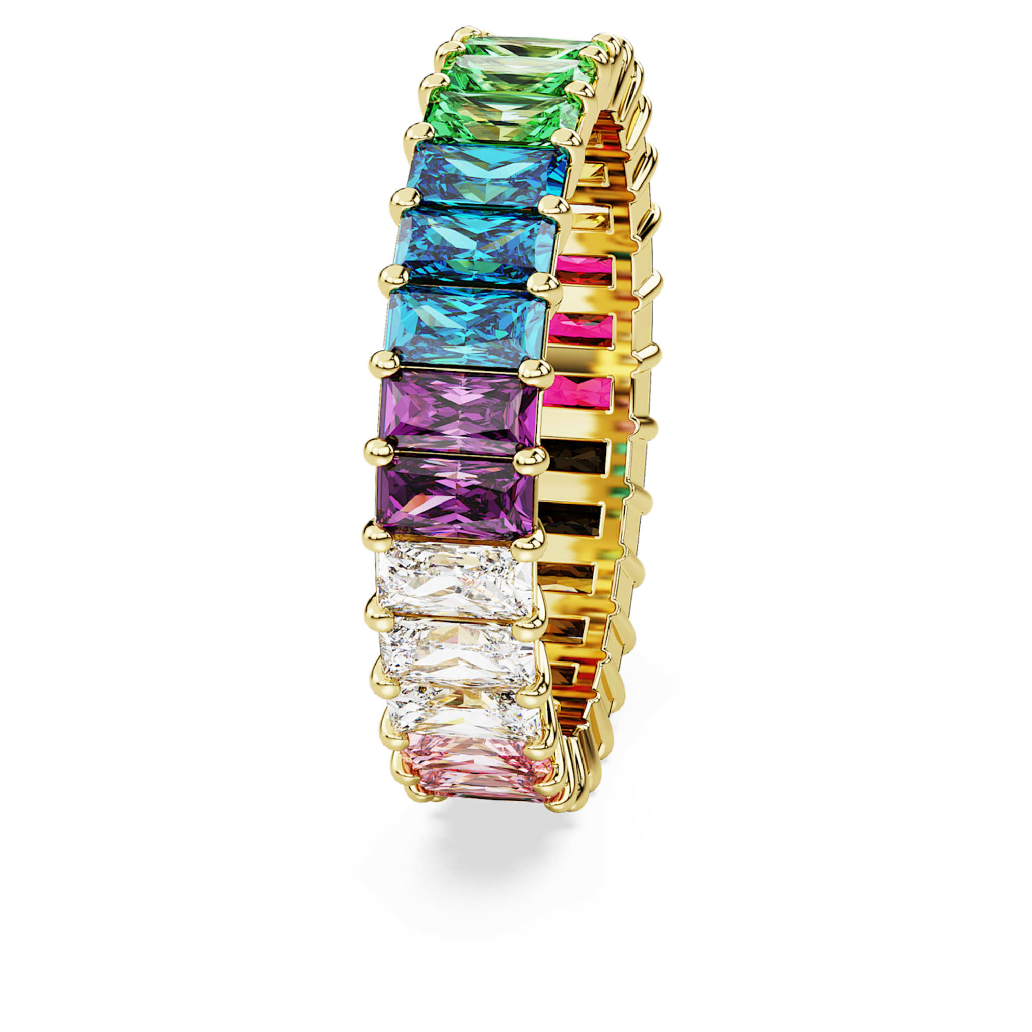 Swarovski Matrix ring Baguette cut, Pink, 18K rose gold finish