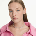 Swarovski Matrix Tennis necklace Crystal pearl, Round cut, White, Rhodium plated