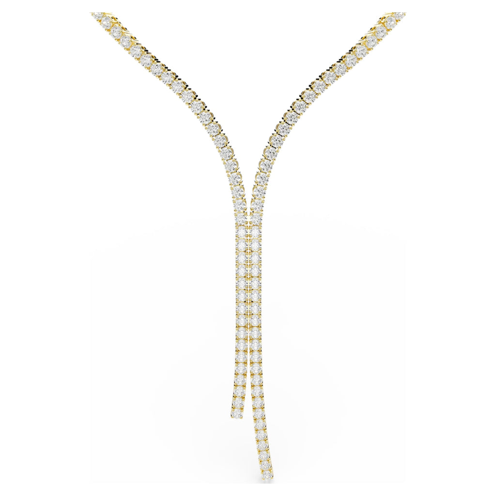 Swarovski Matrix Y necklace Round cut, White, Rhodium plated