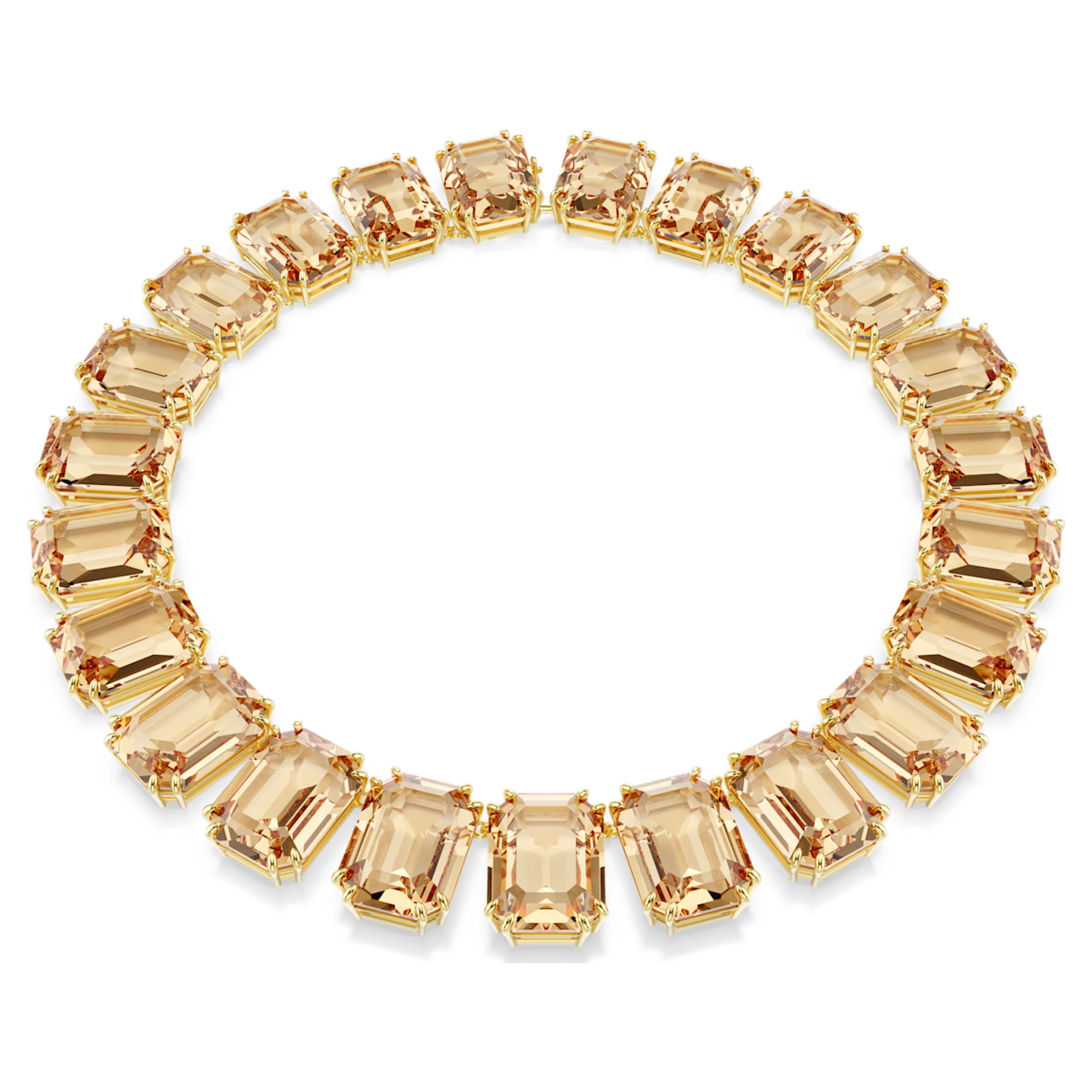 Swarovski Millenia necklace Oversized crystals, Octagon cut, Green, 18K gold finish