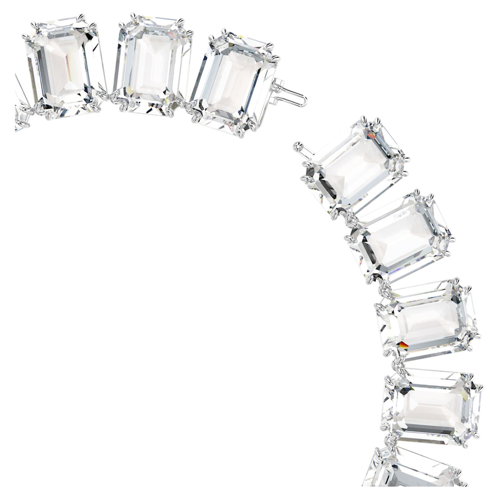 Swarovski Millenia necklace Oversized crystals, Octagon cut, White, Rhodium plated