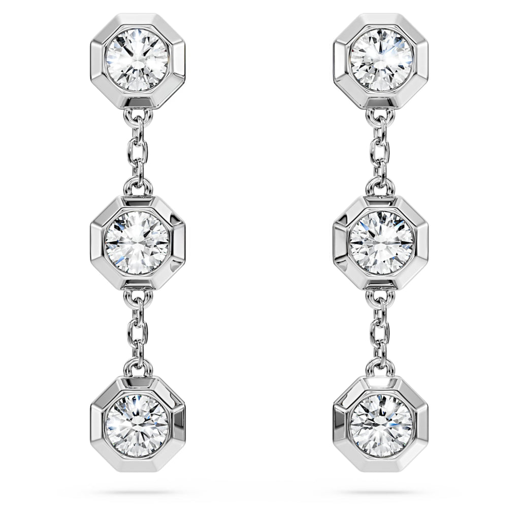 Swarovski Octagon drop earrings Lab-grown diamonds 0.6 ct tw, Round shape, Sterling silver