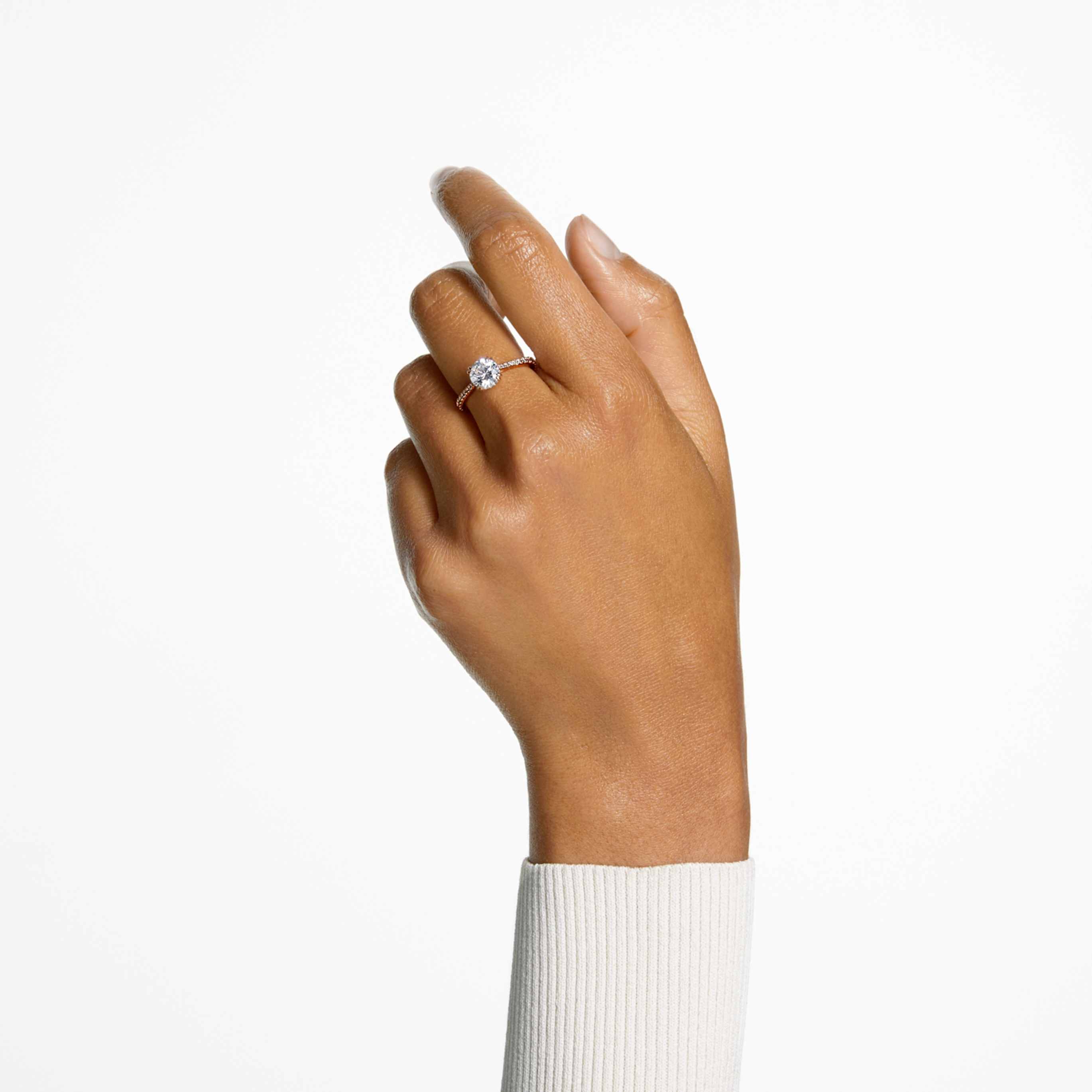 Swarovski Stilla cocktail ring Round cut, Pavé, White, 18K gold finish