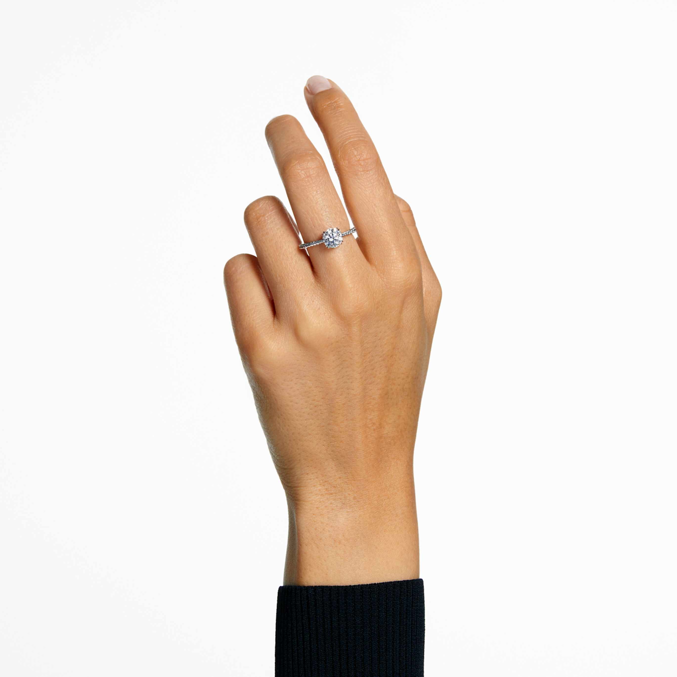 Swarovski Stilla cocktail ring Round cut, Pavé, White, 18K gold finish