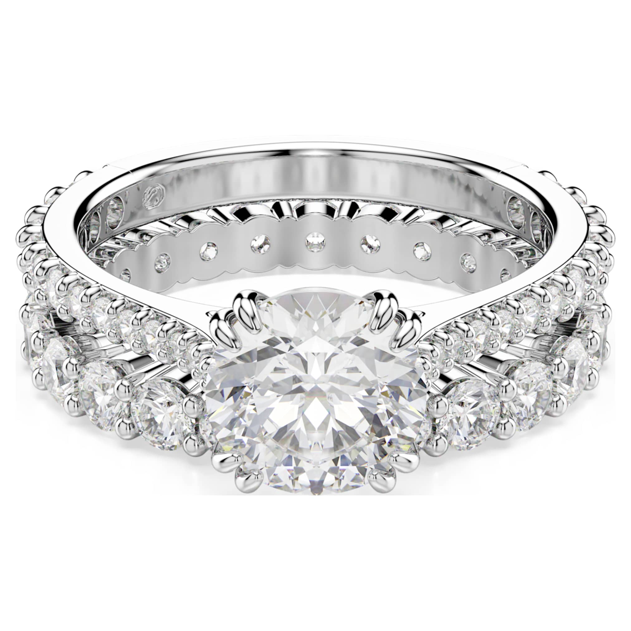 Swarovski Stilla ring Set (2), Round cut, White, Rhodium plated