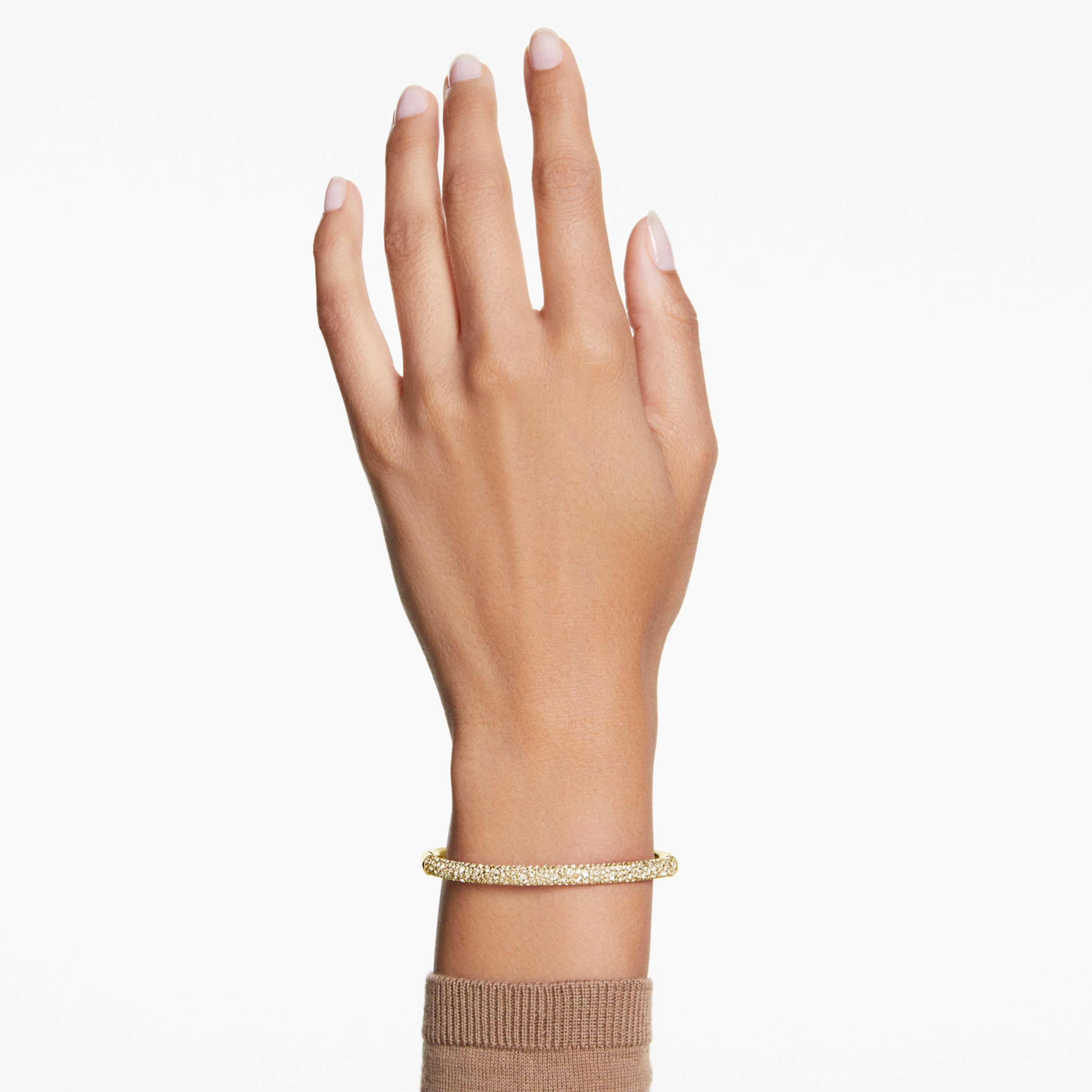 Swarovski Sublima bangle Snow pavé, Gold tone, 18K gold finish