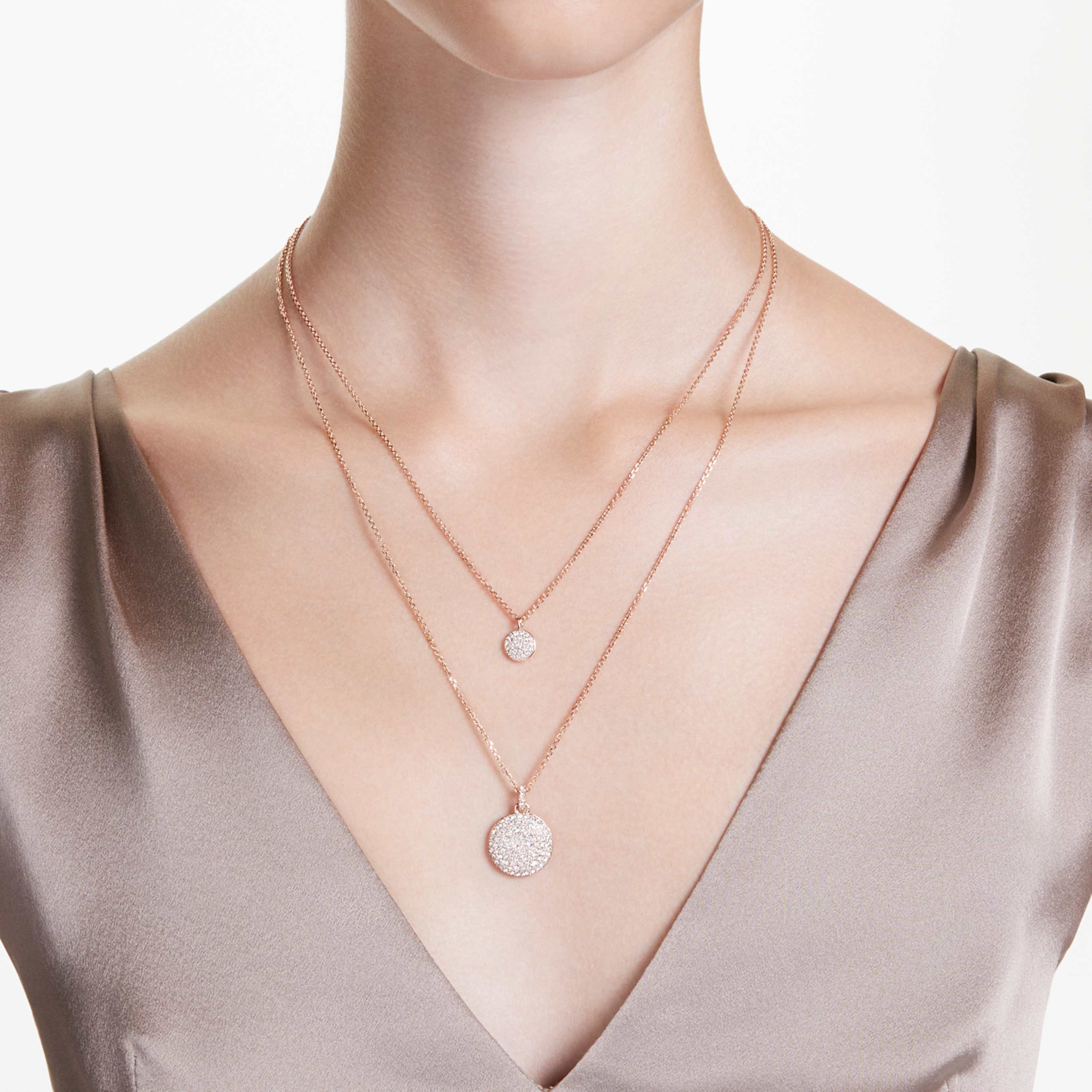 Swarovski Sublima layered pendant White, 18K gold finish
