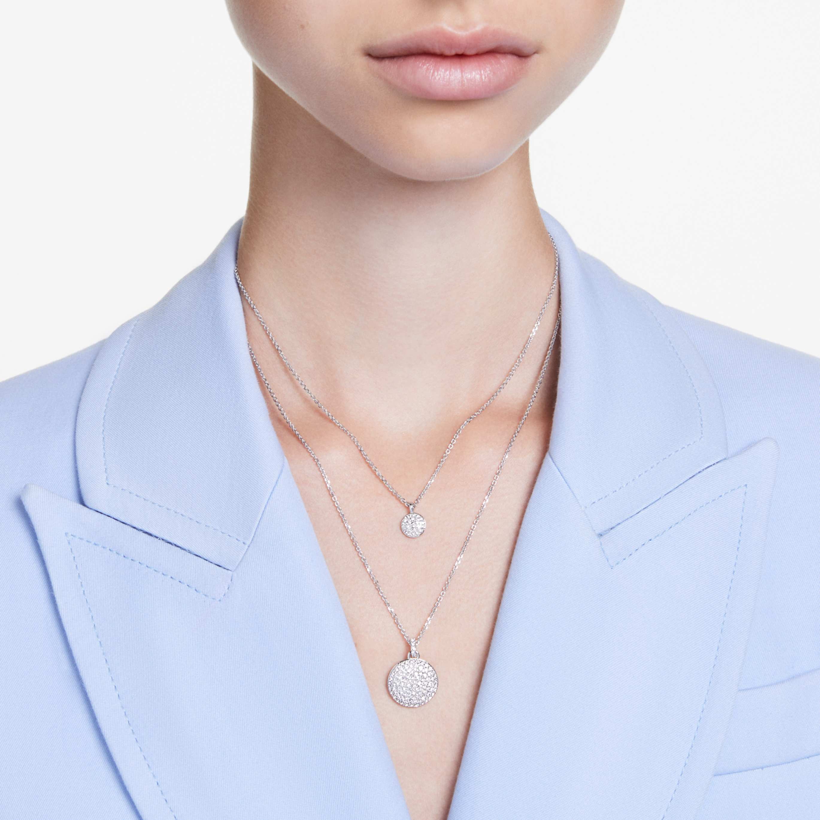 Swarovski Sublima layered pendant White, 18K gold finish