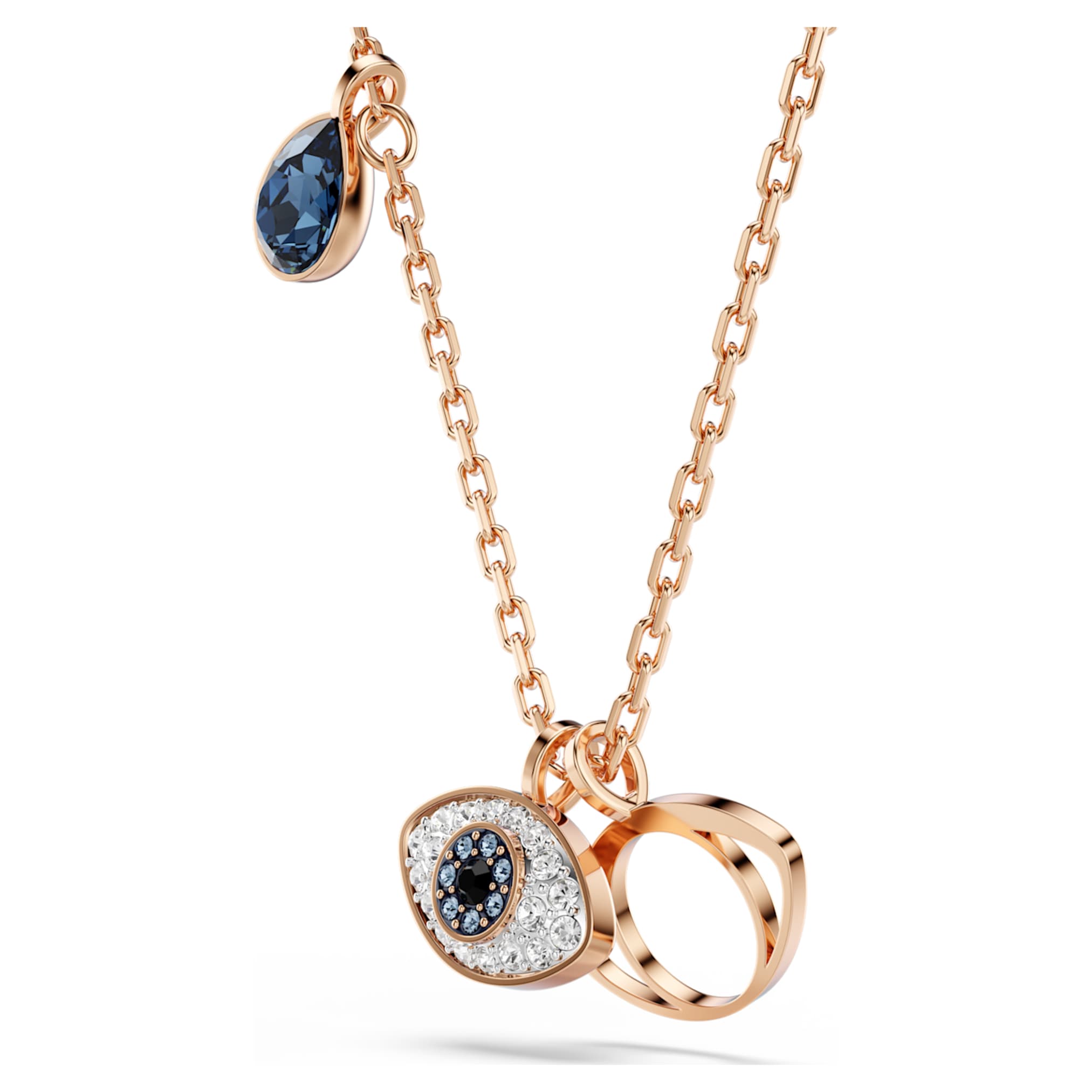 Swarovski Symbolica pendant Evil eye, Blue, 18K gold finish