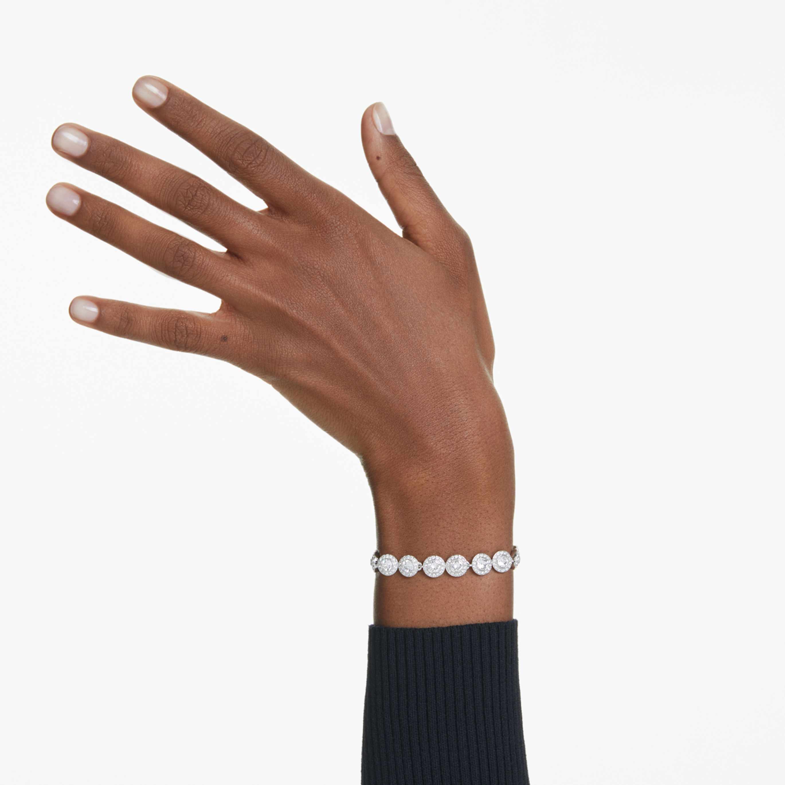 Swarovski Una Angelic bracelet Round cut, Pavé, Medium, White, 18K rose gold finish