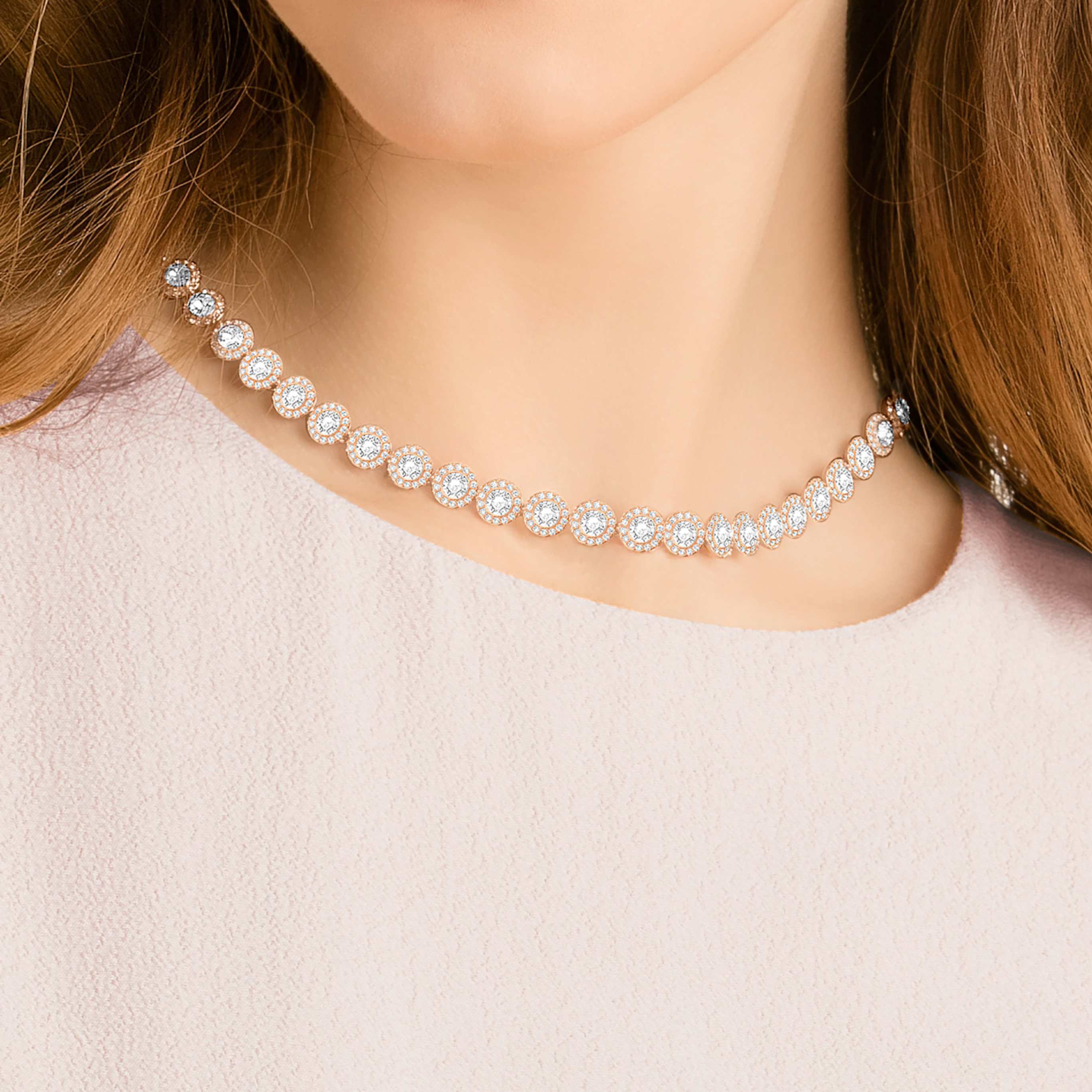 Swarovski Una Angelic necklace Round cut, White, 18K gold finish