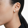 Swarovski Una Angelic stud earrings Round cut, Gold tone, 18K gold finish